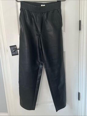 Wilfred Black Faux Leather Wide Leg Trousers